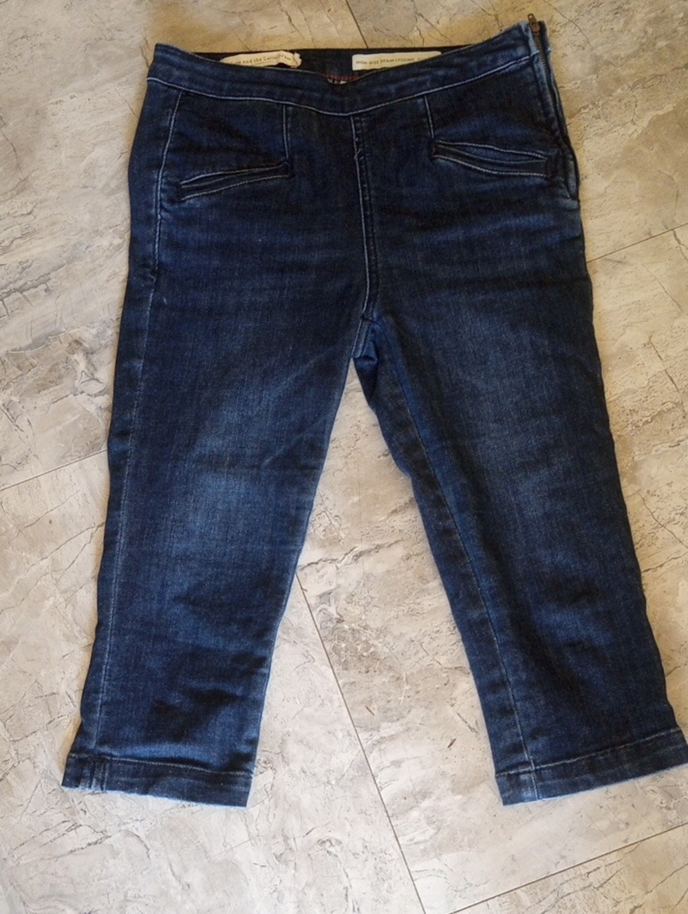 Pilcro and the Letterpress  Relaxed Dark Over The Knee Blue Jean Shorts